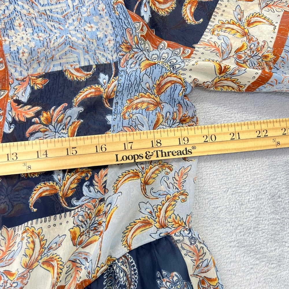 Kate and Lily Patchwork Floral Maxi Dress Blue Paisley Tiered Boho Peasant 4 - Picture 9 of 10